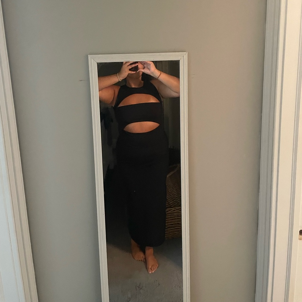 Elegant Black Cut-Out Dress